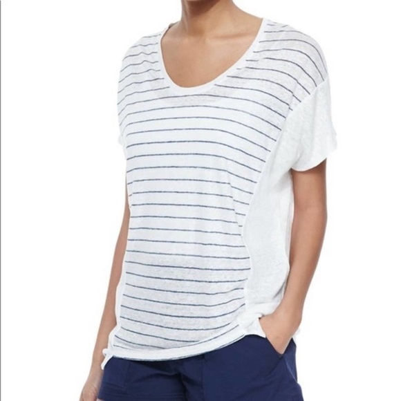 Vince White Striped Linen Cocoon Top - Picture 2 of 7